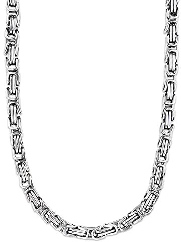 König Design 6 mm Königskette Armband Herrenkette Männer Kette Halskette Panzerkette, 20 cm Silber Edelstahl Ketten