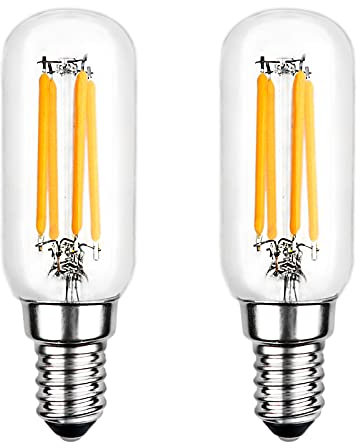 E14 Cooker Hood Light Bulbs Cool White 6000K, 400LM, 230V, T25 LED 4W Replacement for E14 Tubular Bulb 40W 28W, Small Screw Extractor Fan Bulbs, ses Retro Filament LED, Not Dimmable, pack of 2