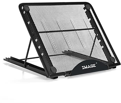 IMAGE Support de tablette en aluminium pour ordinateur portable - Support multi-angle réglable avec rembourrage en caoutchouc - Pour tablette, iPad, MacBook A4, planche à dessin - 24 x 19 cm