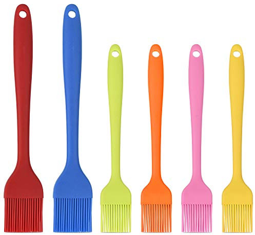 Hhyn Lot de 6 pinceaux à badigeonner en silicone résistant à la chaleur pour barbecue, barbecue, cuisine, pâtisserie, 2 grands et 4 petits