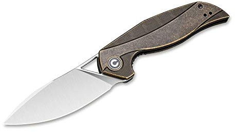 WE Knife Unisex – Erwachsene Anthropos Brass Taschenmesser, Gold, 18,8 cm
