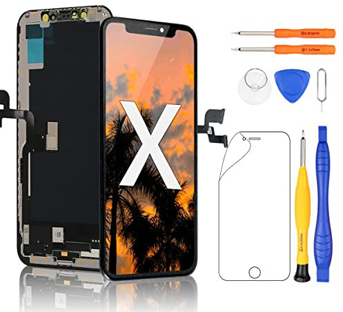 Yodoit for iPhone X LCD Screen Replacement Black, 5.8 inch Display Touch Digitizer with Complete Tool Kit, Screen Protector