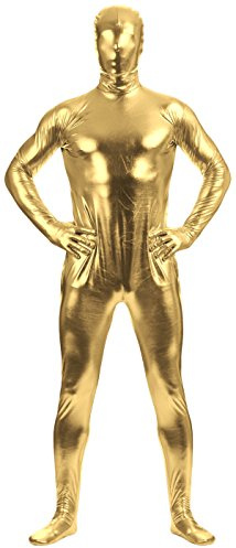 Aniler Men's and Women's Metallic Shiny Zipper Zentai Stretchy Costume Cosplay Full Bodysuit
