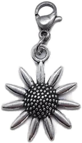 Charm Anhänger Trachtenschmuck Charivarianhänger Charivari Tracht Karabiner Bettelarmband Schlüsselanhänger Kette Farbe: silber (Sonnenblume)