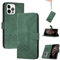 Genlision Flip Custodia in Pelle PU Premium per iphone 12/12Pro(6.1),Custodia Sottile in Pelle per Telefono,con Supporto Stand,Slot per Schede e Chiusura Magnetica-Verde