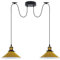 LEDSone Vintage 2-Kopf-Licht Spinnenlampe Pendelleuchte Höhenverstellbarer Metallkegel Lampenschirm Retro Industrieller Deckenleuchter mit E27-Fassung [Energieklasse A] (Gelb-1)