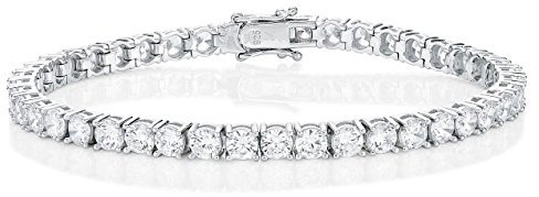 Diamond Treats 925 Sterling Silber Tennisarmbänder für Herren und Jungen, 21,5 cm Silber-Tennisarmband mit funkelnden 4 mm weißen Zirkonia Steinen, Sterling Silber Schmuck Geschenke für Herren