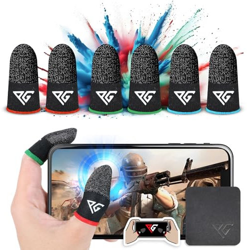 Progameplays Finger Sleeves for Mobile Gaming, 3 Pairs Hybrid Carbon & Silver Fibre, Ultra Sensitive & Breathable 0.3 mm, Anti-Sweat, Anti-Dryness, Compatible with PUBG Mobile (Standard Size)