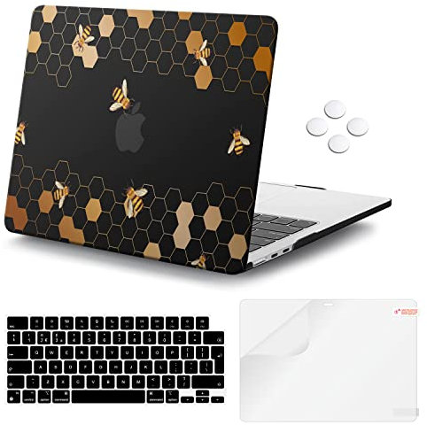 iCasso Compatible with MacBook Air 13.6 Inch Case 2022 Release A2681 M2, Plastic Hard Shell Case with Keyboard Cover & Touch ID Retina Display, Bee