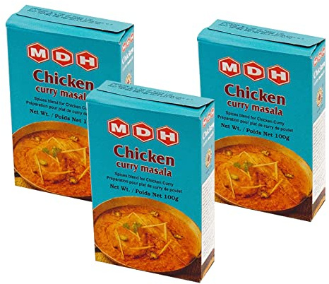 MDH Chicken curry Masala 100g (Pack of 3)– Instant Spicy Chicken curry Masala - Enhances the flavours of the meal - Spices Mix Curry Masala Recipe Mixes Casserole Seasoning Herbs