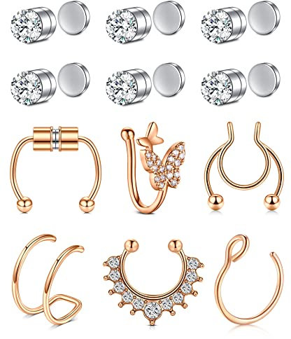 Incaton Fake Septum Piercing Nasenring Edelstahl Fake Nasenpiercing Non Piercing Septum Tragus Clip Fake Piercing Nase Ring Hoop