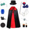 skyllc Kinder Zauberkasten,Zauberkostüm mit Zauberhut,Zauberstab und Weiterem Zubehör,Anfänger Kinder Zaubertricks Set Junge Mädchen Geburtstag Fasching Karneval Halloween