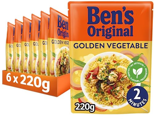 BEN'S ORIGINAL Golden Vegetable Microwave Rice, Bulk Multipack 6 x 220g pouches