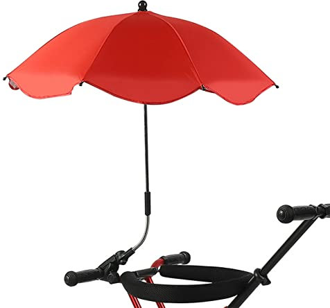 Sombrilla para Silla con Abrazadera Universal, Sombrilla Ajustable para Cochecito de Bebé con Abrazadera, Sombrilla para Silla de Playa, Sombrilla para Silla de Ruedas, Sombrilla con Clip para(Rojo)