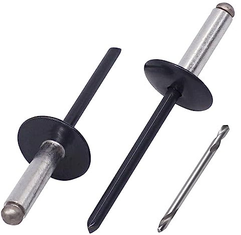 SKIR'CO (100 Stück) Großflansch Alu Blindnieten 4,8 x 18 mm, Edelstahldorn, RAL 7016 Anthrazitgrau (inkl. Bohrer)