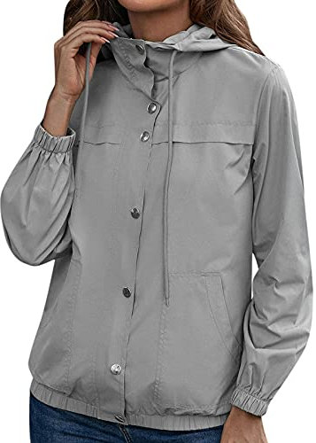 XIUH Langer Mantel Winddichter Wintermantel Slim Wasserdichter Mantel mit Gürtelschnalle Windbreaker Damen Wetterfest Sport Outdoorjacke Windbreaker mit Kapuze