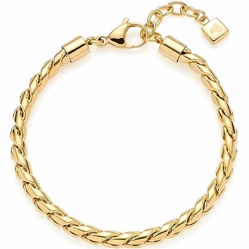 JEWELS BY LEONARDO Armband Tracy • Arm-Kette aus goldfarbenem Edelstahl • kräftiger gezwirbelter Kettenstrang • 18,5-21 cm Länge • Schmuck Geschenk für Frauen • 023175