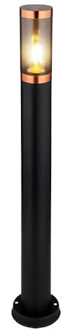 Stehlampe Garten Außen Aussenlampe Stehleuchte Wegeleuchten Edelstahl Außen, Kupferakzent schwarz rauch, 1x LED 7W 806Lm warmweiß, DxH 7,6x80 cm