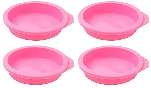 INTCHE Moldes para Huevos para Freidora de Aire, Rosa, 4 Moldes Redondos de Silicona, Antiadherentes, para Tapas de Muffins, Tostadas, Accesorios para Freidora de Aire