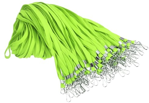 PATIKIL 47cm Lanyards Bulk, 50pcs Teacher Lanyards for ID Badges Keys Badge Lanyard Durable Personalized with Clip for ID Card Badges and Keys Name Tag Wallet Cruise Phone, Green