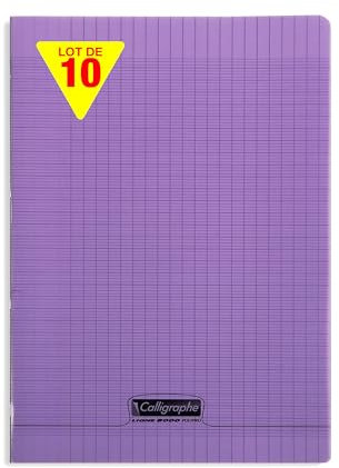 Calligraphe 18027Cpack Un lot de 10 Cahiers Agrafés Violets (une Marque de Clairefontaine) - A4 21x29,7 cm - 48 Pages Grands Carreaux - Papier Blanc 90 g - Couverture Polypro Transparent