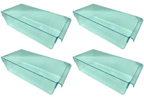 Tradineur - Pack de 4 Cajones organizadores para frigorífico N.º 11 - Fabricado en Poliestireno - Apto para Lavavajillas y Uso alimentario - 10 x 18 x 37 cm - Transparente