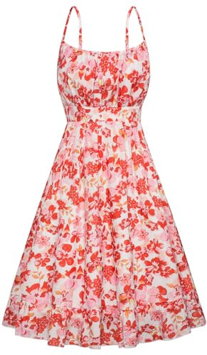 GRACE KARIN Donna Vestito Elegante Bodycon Abiti da Party Senza Manica Estivo Spiagia Rosa Fiori Bianco XL