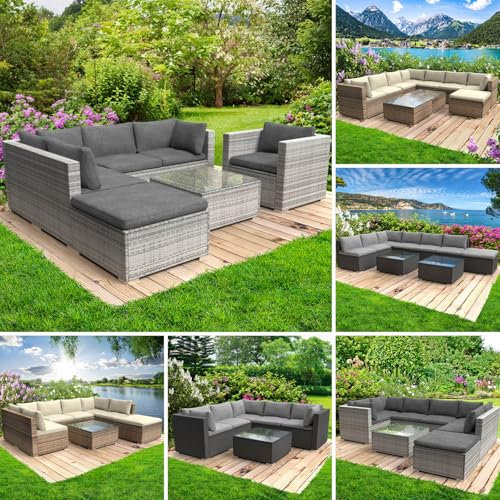 BRAST® Gartenmöbel Lounge Set | 4-5 Personen viele Modelle & Farben | inkl. extra Dicke Kissen | TÜV geprüft | Outdoor Loungemöbel Sitzgruppe Essgruppe Garnitur | Cosy Braun
