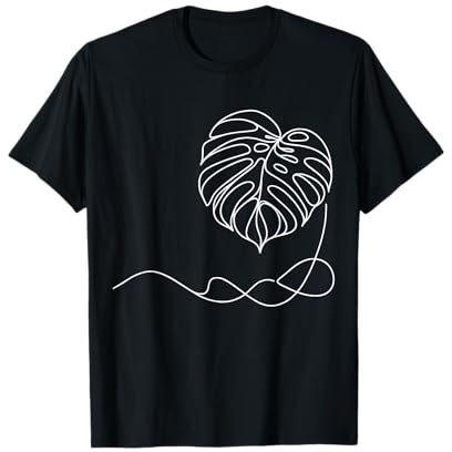 One Line Art Drawing Monstera Leaf T-Shirt
