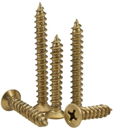 20/50/100PCS M3.5 3.5mm Flat Head Drive Self Tapping Screws Solid Brass Wood Screws Bolts(Size:M3.5X12mm-100pcs)