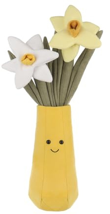 Apricot Lamb Blume Narzisse Vase Pflanze Blume Plüschtiere für Kinder, weiche niedliche Kuscheltier für Baby Mädchen und Jungen, Flauschige Blume Narcissus Vase Pflanze Gelb 36 cm