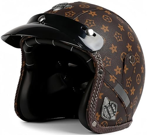 Offener Gesichtshelm Halbgesicht 3/4 Jet Retro Stil Helm, DOT/ECE Authentifizierung Roller Motorrad Offenes Gesicht Crash Jet Helm Für Männer Frauen K,L57-58cm