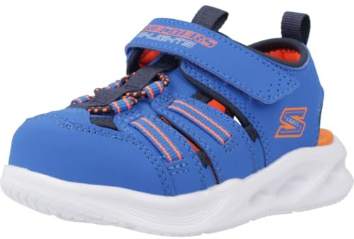 Skechers Jungen Sola Glow Flache Sandale, Blau, 26 EU