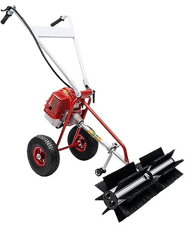 Barredora de gasolina de 2 tiempos, 43 CC, 1,25 kW, 1,7 HP, escoba de motor, escoba quitanieves con motor de gasolina para jardín, césped, nieve, escoba