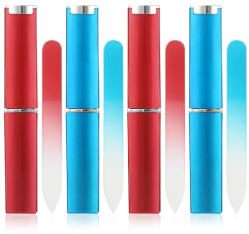 Lima in vetro per unghie su entrambi i lati, piccola lima per unghie in vetro, mini lima per unghie in vetro, con custodia, spessore 2 mm, resistente, per unghie in gel, unghie naturali, pedicure
