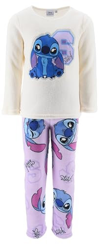 Disney Lilo e Stitch Pigiami per Ragazze, T-Shirt e Pantaloni Lunghi in Velluto per Bambina, 2 Pezzi Pigiama in Morbida Pile, Taglia 10 Anni | Bianco