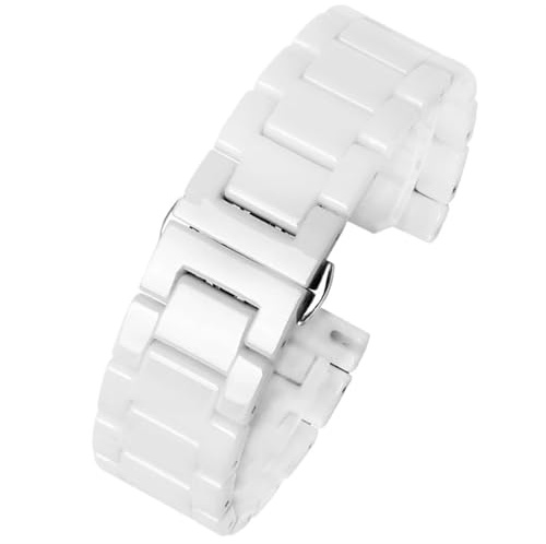 THBGTCNQ Bracelet de montre en céramique et métal, 12mm, 14mm, 15mm, 16mm, 18mm, 20mm, 22mm, for hommes et femmes, blanc, noir, or, Rose