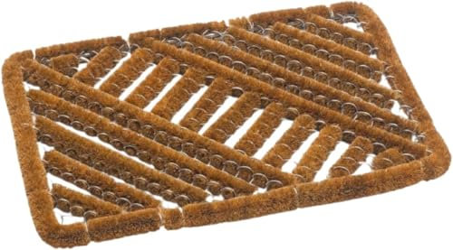 AMH - Tuff Scrap Coir Door Mat - Entrance Front Door Heavy Duty Doormat - Large Outdoor Mud Stopper Metal Wired Boot Cleaner Front Door Mat Boston (45x75cm)