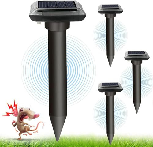 Ultrasonic Maulwurfschreck,Solar Maulwurf Vertreiber Wühlmausschreck,4 Stück,Maulwurf vertreiber mit IP66, Garten Hof Rasen Golfplatz