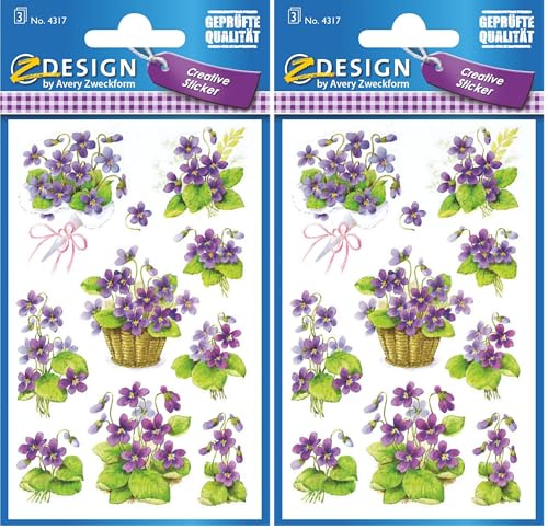 AVERY Zweckform 4317 Deko Sticker Veilchen 30 Aufkleber (Packung mit 2)