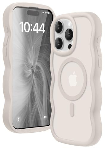 Amzfield Magnetic Case for iPhone 13 Pro Max, Wavy Translucent Matte, Stone | Compatible with MagSafe Wavy Translucent Soft Silicone Shockproof Cute Matte for Girl Women Drop Protection Soft Touch Pretty