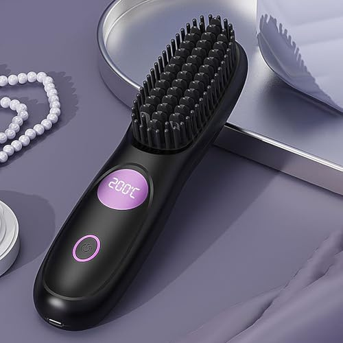 Tragbarer Glättebürsten Kamm | 3 Temperaturstufen Styling Werkzeug | Heizbürste Zum Haare Glätten | Für Damen Herren Alltag Reise Pendeln Urlaub Date 20,6 X 4,5 X 4 Cm