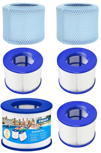 SXEIAV Cartucce filtranti filettate di ricambio per vasca idromassaggio, filtri da avvitare per tutte le vasche idromassaggio Relxtime, Aleko, Wejoy, Aquaspa e altre spa (4 filtri + 2 sacchetti filtro