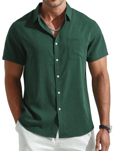 Glintfrolg Mens Short Sleeve Shirt Summer Shirts Button Down Casual Regular Fit Holiday Beach Shirts with Pocke