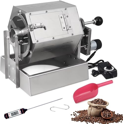 FHRKA Tostador de café eléctrico Comercial de 800 g - Tostadora de Granos y nueces de Acero Inoxidable con termómetro, Calor Uniforme para café