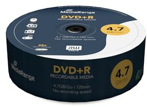 MediaRange DVD+R 4.7GB 120 Min 25er-Pack 16x | 25er-Pack | 4.7GB | 16x Schreibtempo | für Archiv & Backup