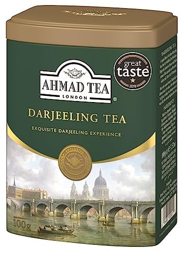 Ahmad Tea English Scene Caddy with Darjeeling Tea - 100g Loose Leaf Tea