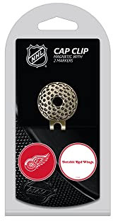 Team Golf NHL Detroit Red Wings Cap Clip mit 2 Golf Ball Markern Golf Cap Clip mit 2 abnehmbaren doppelseitigen Emaille Magnetballmarkierern, lässt Sich leicht an Hüten befestigen