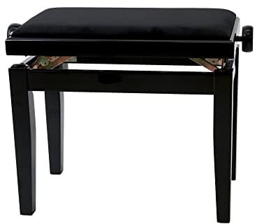 GEWA Pianobank Deluxe Schwarz Hochglanz (leichtgängige Höhenverstellung über präzise Scherenmechanik, aus qualitativem Massivholz, langlebig und robust, hohe Bruchlast)