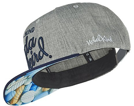 Nebelkind Snapback Cap Kinda Weird Grau Blau Stoff Pillen Kappe 6-Panel One Size
